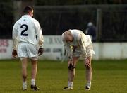 15 January 2006; Kildare's Andrew McLoughlin, 2, and Killian Brennan show their dissapointment after the game. O'Byrne Cup, Second Round, Kildare v Laois, St. Conleth's Park, Newbridge, Co. Kildare. Picture credit: Pat Murphy / SPORTSFILE