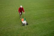 15 January 2006; Groundsman Pat Kelly paints the line before the game. O'Byrne Cup, Second Round, Louth v Offaly, Clanna Gael Park, Dundalk, Co. Louth. Picture credit: Ray McManus / SPORTSFILE