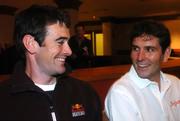 15 January 2006; Irish Rowers Gearoid Towey, left, and Ciaran Lewis in jovial mood at a press conference after arriving home. Great Southern Hotel, Dublin Airport. Picture credit: David Maher/SPORTSFILE