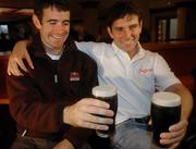 15 January 2006; Irish Rowers Gearoid Towey, left, and Ciaran Lewis, at a press conference after ariving home. Great Southern Hotel, Dublin Airport. Picture credit: David Maher/SPORTSFILE