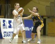 15 January 2006; Mairead Finnegan, Mustang Sallys St. Paul's, Killarney, in action against Rachel Clancy, UL Aughinish, Limerick. Ladies National Cup Basketball Semi-Final, Mustang Sallys St. Paul's, Killarney v UL Aughinish, Limerick, National Basketball Arena, Tallaght, Dublin. Picture credit: Brendan Moran / SPORTSFILE