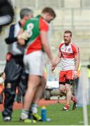 13 April 2014; Fergal Doherty, Derry, leaves the field after picking up a second yellow card for a foul on Aidan O'Shea, 8, Mayo. Allianz Football League Division 1 Semi-Final, Derry v Mayo, Croke Park, Dublin. Picture credit: Piaras Ó Mídheach / SPORTSFILE