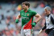 13 April 2014; Ger Cafferkey, Mayo, reacts after picking up an injury before being taken off. Allianz Football League Division 1 Semi-Final, Derry v Mayo, Croke Park, Dublin. Picture credit: Piaras Ó Mídheach / SPORTSFILE