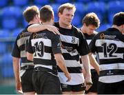 13 April 2014; Alan Trenier, Old Belvedere, consoles team-mate Robert Cruses Callaghan, left, after defeat against Clontarf. 98FM Metro Cup Final, Old Belvedere v Clontarf, Donnybrook Stadium, Donnybrook, Dublin. Picture credit: Pat Murphy / SPORTSFILE