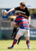 13 April 2014; Brian Kennedy, Old Belvedere, is tackled by David Hegarty, Clontarf. 98FM Metro Cup Final, Old Belvedere v Clontarf, Donnybrook Stadium, Donnybrook, Dublin. Picture credit: Pat Murphy / SPORTSFILE