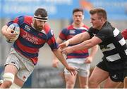 13 April 2014; Alex Denby, Clontarf, is tackled by Adam Howard, Old Belvedere. 98FM Metro Cup Final, Old Belvedere v Clontarf, Donnybrook Stadium, Donnybrook, Dublin. Picture credit: Pat Murphy / SPORTSFILE