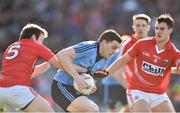 13 April 2014; Paddy Andrews, Dublin, in action against James Loughrey, left and Tom Clancy, Cork. Allianz Football League Division 1 Semi-Final, Cork v Dublin, Croke Park, Dublin. Picture credit: David Maher / SPORTSFILE