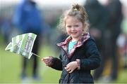 13 April 2014; Sheriff YC supporter Kacie O'Brien watches her father Darren O'Brien in action against St. Michaels FC. FAI Junior Cup Semi-Final, sponsored by Aviva and Umbro, St. Michaels FC v Sheriff YC, Clonmel, Co. Tipperary. Picture credit: Matt Browne / SPORTSFILE