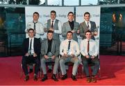 14 April 2014; Irish Daily Mail Future Champions Award winners in football, top row, left to right, David Culhane, UCC and Kerry, Ian Maguire, UCC and Cork, Conor Dorman, UCC and Cork, and Brian Kelly, UCC and Kerry, front row, left to right, Paul Geaney, UCC and Kerry, Conor Cox, UCC and Kerry, Tom Clancy, UCC and Cork, and Fergal McNamara, UCC and Kerry. Irish Daily Mail Future Champions Awards 2014, Devere Hall, UCC Student Centre, UCC, Cork. Picture credit: Diarmuid Greene / SPORTSFILE