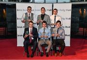 14 April 2014; Irish Daily Mail Future Champions Award winners, all from Cork, top row, footballers Ian Maguire, left, Conor Dorman, centre, and Tom Clancy. Front row, hurlers Eoin Keane, left, Tomas Lawrence, centre, and John Cronin. Irish Daily Mail Future Champions Awards 2014, Devere Hall, UCC Student Centre, UCC, Cork. Picture credit: Diarmuid Greene / SPORTSFILE