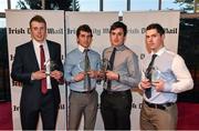 14 April 2014; Irish Daily Mail Hurling Future Champions Award winners, all from CIT, from left to right, Eoin Keane, Tomas Lawrence, John Cronin and John O'Dwyer. Irish Daily Mail Future Champions Awards 2014, Devere Hall, UCC Student Centre, UCC, Cork. Picture credit: Diarmuid Greene / SPORTSFILE