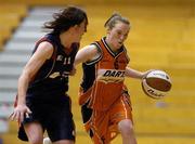 15 January 2006; Ciara Fenton, Dart Killester, in action against Lindsay Peat, Carna Transport, Coolock. Ladies National Cup Basketball Semi-Final, Dart Killester v Carna Transport, Coolock, National Basketball Arena, Tallaght, Dublin. Picture credit: Brendan Moran / SPORTSFILE