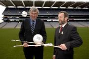 16 January 2006; Sean Kelly, President, GAA, and Vincent Sheridan, Chief Executive, Vhi Healthcare, at the announcement of a new summer camp initiative, Vhi Cul Camps, which will see an estimated 80,000 children receive hurling, Camogie and Gaelic Football coaching at GAA run camps every summer. Croke Park, Dublin. Picture credit; Ray McManus / SPORTSFILE
