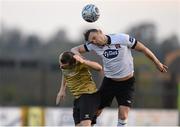 15 April 2014; Andy Boyle, Dundalk, in action against Karl Sheppard, Shamrock Rovers. Setanta Sports Cup, Semi-Final, 2nd leg, Dundalk v Shamrock Rovers, Dundalk v Shamrock Rovers, Oriel Park, Dundalk, Co. Louth. Photo by Sportsfile
