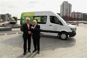 16 April 2014; The Olympic Council of Ireland has been presented with a new Mercedes-Benz Sprinter van by the International Olympic Committee as part of the IOC’s Olympic Solidarity programme. The new van is for use by the many national sports federations accredited to the Olympic Council of Ireland. Pictured at the presentation are Dieter Kuehnle, left, International Olympic Committee, and Pat Hickey, President of the Olympic Council of Ireland. Grand Canal Plaza, Dublin. Picture credit: Barry Cregg / SPORTSFILE