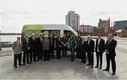 16 April 2014; The Olympic Council of Ireland has been presented with a new Mercedes-Benz Sprinter van by the International Olympic Committee as part of the IOC’s Olympic Solidarity programme. The new van is for use by the many national sports federations accredited to the Olympic Council of Ireland. Pictured at the presentation are from left, Bobby Begley, Olympic Council of Ireland, Stephen Byrne, CEO Mercedes-Benz Ireland, Peadar Casey, Olympic Council of Ireland, Dieter Kuehnle, Internation Olympic Committee, Billy Kennedy, Olympic Council of Ireland, Willie O'Brien, Olympic Council of Ireland, Stephen Martin, Olympic Council of Ireland, Darren O'Neill, Chairperson of the Olympic Athletes Commission, Nicole Cronin, Olympic Council of Ireland, Barry Murphy, Olympic Council of Ireland, Dermot Sherlock, Olympic Council of Ireland, Pat Hickey, President of the Olympic Council of Ireland, Carlos Kuehnle and Fergus Conheady, Sales-Manager Mercedes Benz Ireland. Grand Canal Plaza, Dublin. Picture credit: Barry Cregg / SPORTSFILE