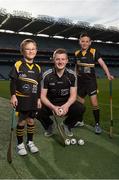 16 April 2014; Opel GAA ambassador Joe Canning, Galway, with Derry Finlay, left, age 6, and his brother Christian, age 10, from Laytown, Co. Meath, at the launch of the Opel Kit for Clubs 2014. For every test drive, car service or Opel purchase made through the Opel dealer network, your local GAA club is awarded points that can be redeemed against high quality kit for your club! Log onto opelkitforclubs.com and start earning points today. Croke Park, Dublin. Picture credit: David Maher / SPORTSFILE