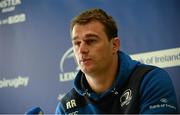 17 April 2014; Leinster's Rhys Ruddock speaking during a press conference ahead of their side's Celtic League 2013/14 Round 20 match against Benetton Treviso on Friday. Leinster Rugby Press Conference, RDS, Dublin. Picture credit: Piaras Ó Mídheach / SPORTSFILE