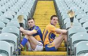 17 April 2014; Pictured at the Allianz Hurling League Semi-Finals preview are Shane McGrath, Tipperary, left, and John Conlon, Clare. Gaelic Grounds, Limerick. Picture credit: Diarmuid Greene / SPORTSFILE