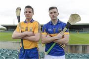 17 April 2014; Pictured at the Allianz Hurling League Semi-Finals preview are John Conlon, Clare, left, and Shane McGrath, Tipperary. Gaelic Grounds, Limerick. Picture credit: Diarmuid Greene / SPORTSFILE
