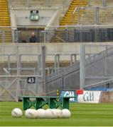13 April 2014; Gaelic footballs beside the bench before the pre-match team photographs. Allianz Football League Division 1 Semi-Final, Derry v Mayo, Croke Park, Dublin. Picture credit: Piaras Ó Mídheach / SPORTSFILE