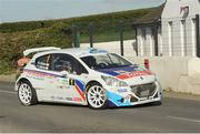 18 April 2014; Craig Breen and Scott Martin in a Peugeot 208 T16 R5 in action during the SS03 - Hamiltons 1. Circuit of Ireland International Rally, Co. Down. Picture credit: Philip Fitzpatrick / SPORTSFILE