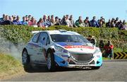 18 April 2014; Kevin Abbring and Sebastian Marshall, in a Peugeot 208 T16 R5, in action during the SS6 - Bucks Head, Round 2 of the Circuit of Ireland International Rally, Co. Down. Picture credit: Philip Fitzpatrick / SPORTSFILE