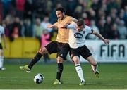 18 April 2014; Eamon Zayed, Shamrock Rovers, in action against Andy Boyle, Dundalk. Airtricity League Premier Division, Dundalk v Shamrock Rovers, Oriel Park, Dundalk, Co. Louth. Photo by Sportsfile
