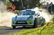 18 April 2014; Sam Moffett and James O'Reilly, Ford Fiesta WRC, in action on SS8 Lough Henney during the Circuit of Ireland Rally. ERC FIA European Rally Championship 2014. Ballynahinch, Co.Down. Picture credit: Barry Cregg / SPORTSFILE