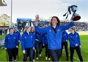 18 April 2014; The Leinster Women’s Senior Team make their way around the pitch lead by team captain Marie Louise Reilly. Celtic League 2013/14 Round 20, Leinster v Benetton Treviso, RDS, Ballsbridge, Dublin. Picture credit: Matt Browne / SPORTSFILE