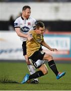 18 April 2014; Shane Robinson, Shamrock Rovers, gets involved in a tackle with Stephen O'Donnell, Dundalk, for which Stephen O'Donnell was taken off injured  afterwards. Airtricity League Premier Division, Dundalk v Shamrock Rovers, Oriel Park, Dundalk, Co. Louth. Photo by Sportsfile