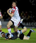18 April 2014; Ulster's Tommy Bowe breaks through the tackle of Ryan Grant, Glasgow Warriors. Celtic League 2013/14 Round 20, Glasgow v Ulster, Scotstoun, Glasgow, Scotland. Picture credit: Gary Hutchinson / SNS Group / SPORTSFILE