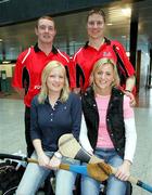 18 January 2006; Tipperary hurlers Eamonn Corcoran with his girlfriend Deirdre Delaney, Borrisoleigh, Co Tipperary, left and Philip Maher with his girlfriend Marie  Costello, Drom-Inch, Co. Tipperary, prior to their departure to Singapore for the 2006 Vodafone All-Stars Hurling Tour. Shannon Airport, Shannon, Co. Clare. Picture credit; Kieran Clancy / SPORTSFILE