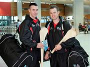 18 January 2006; Kilkenny hurlers Eoin Larkin, left, and Tommy Walsh prior to their departure to Singapore for the 2006 Vodafone All-Stars Hurling Tour. Shannon Airport, Shannon, Co. Clare. Picture credit; Kieran Clancy / SPORTSFILE