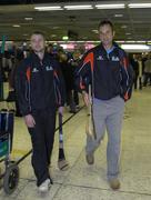 18 January 2006; Kilkenny's JJ Delaney, left, and Wexford's Darragh Ryan at Dublin Airport prior to their departure to Singapore for the 2006 Vodafone All-Stars Hurling Tour. Dublin Airport, Dublin. Picture credit; Pat Murphy / SPORTSFILE