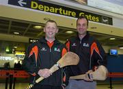 18 January 2006; Wexford's Damien Fitzhenry, left, and Darragh Ryan, prior to their departure to Singapore for the 2006 Vodafone All-Stars Hurling Tour. Dublin Airport, Dublin. Picture credit; Pat Murphy / SPORTSFILE