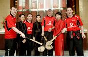 19 January 2006; Waterford players and hotel staff, Eoin Kelly, Mari Sawde, Dave Prendergast, Shannon Dong, Dan Shanahan, Amy Teo, Guest Services Manager, Marina Mandarin Hotel, and Ken McGrath as the 2006 Vodafone All-Stars Hurling Tour teams arrive. Marina Mandarina Hotel, Marina Square, Singapore. Picture credit; Ray McManus / SPORTSFILE
