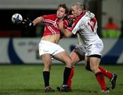 27 January 2006; Andy Maxwell, Ulster, is tackled by Tal Selley, Llanelli Scarlets. Celtic League 2005-2006, Group A, Ulster v Llanelli Scarlets, Ravenhill, Belfast. Picture credit: Oliver McVeigh / SPORTSFILE