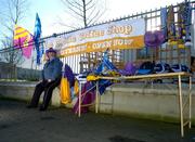 29 January 2006; A 'Hats or Flags' trader known as 'The Ragman' awaits some business before the match. Walsh Cup, Dublin v Wexford, Parnell Park, Dublin. Picture credit: Brian Lawless / SPORTSFILE