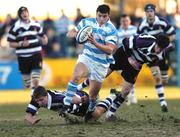 29 January 2006; Vasya Artemiev, Blackrock, is tackled by Shane English, right, and Cathal Morley, Terenure. Leinster Schools Senior Cup, First Round, Blackrock v Terenure, Donnybrook, Dublin. Picture credit; Ciara Lyster / SPORTSFILE