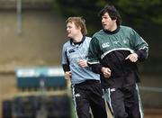 30 January 2006; Brian O'Driscoll and Shane Horgan warm up during Ireland rugby squad training. Lansdowne Road, Dublin. Picture credit: Pat Murphy / SPORTSFILE