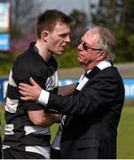 19 April 2014; Colm Brennan, Honorary Secretary of Old Belvedere Rugby Club, consoles John Kennedy after the match. Ulster Bank League Division 1A, Garryowen v Old Belvedere, Dooradoyle, Limerick. Picture credit: Ray McManus / SPORTSFILE