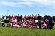 19 April 2014; Clontarf players and management celebrate with the trophy after the match. Ulster Bank League Division 1A, Clontarf v Ballynahinch, Castle Avenue, Clontarf, Dublin. Picture credit: Ramsey Cardy / SPORTSFILE