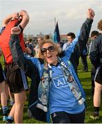 19 April 2014; A Dublin supporter celebrates after the game. Cadbury GAA Football U21 Championship Semi-Final, Cavan v Dublin, O'Moore Park, Portlaoise, Co. Laois. Picture credit: Piaras Ó Mídheach / SPORTSFILE