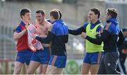 19 April 2014; Diarmuid Murtagh, second from left, Roscommon, is congratulated by his team-mates after scoring the winning point. Cadbury GAA Football U21 Championship Semi-Final, Cork v Roscommon, O'Moore Park, Portlaoise, Co. Laois.  Picture credit: Brendan Moran / SPORTSFILE