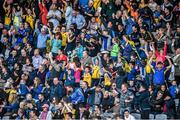 19 April 2014; Roscommon supporters cheer after their side scored their only goal of the game. Cadbury GAA Football U21 Championship Semi-Final, Cork v Roscommon, O'Moore Park, Portlaoise, Co. Laois.  Picture credit: Brendan Moran / SPORTSFILE