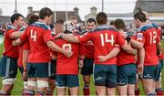 19 April 2014; Munster captain Damien Varley speaks to his team-mates as they gather together in a huddle before the game. Celtic League 2013/14 Round 20, Connacht v Munster. The Sportsground, Galway. Picture credit: Diarmuid Greene / SPORTSFILE