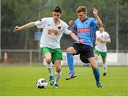 21 April 2014; Brian Lenihan, Cork City, in action against Colm Crowe, UCD. Airtricity League Premier Division, UCD v Cork City, UCD Bowl, Belfield, Dublin. Picture credit: Tomás Greally / SPORTSFILE