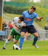21 April 2014; Mark Langtry, UCD, in action against John Dunleavy, Cork City. Airtricity League Premier Division, UCD v Cork City, UCD Bowl, Belfield, Dublin. Picture credit: Tomás Greally / SPORTSFILE