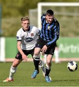 21 April 2014; Sean Brennan, Athlone Town, in action against John Mountney, Dundalk. Airtricity League Premier Division, Athlone Town v Dundalk, Athlone Town Stadium, Athlone, Co. Westmeath. Picture credit: David Maher / SPORTSFILE